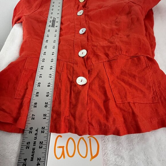 Tancredi & Morgen Womens Red Mandarin Collar Button-Front Jacket with Pockets - Picture 8 of 8